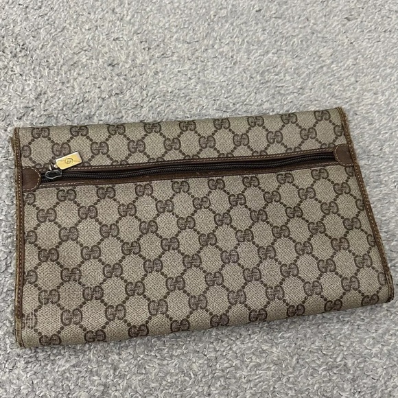 #6 Gucci Vintage GG Supreme PVC Brown Clutch USED SOLD AS IS! LIVE SHOW! - Picture 4 of 16